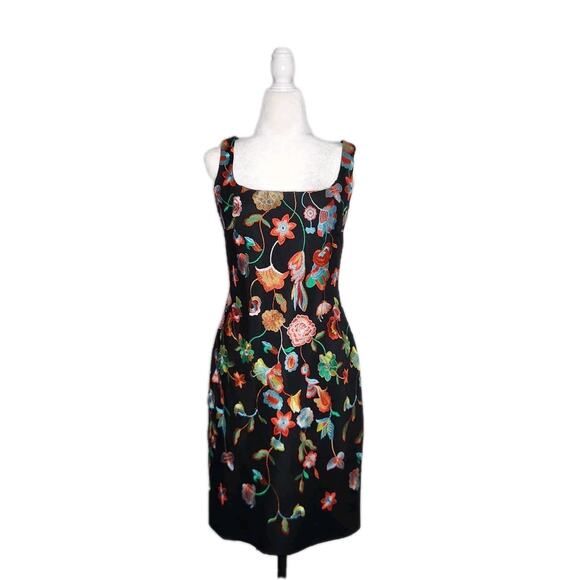 NWT Nicole Miller Floral Embroidered Sleeveless Sheath Knee Length Dress Size 14 - Picture 1 of 11